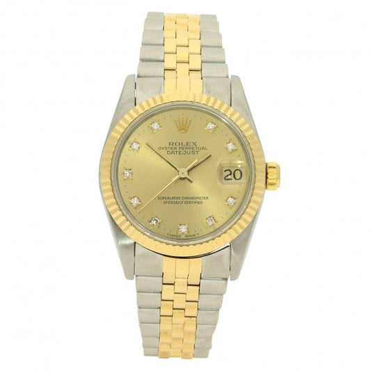 Rolex Datejust 31mm, Steel and Gold, Jubilee, Champagne Diamond Dial