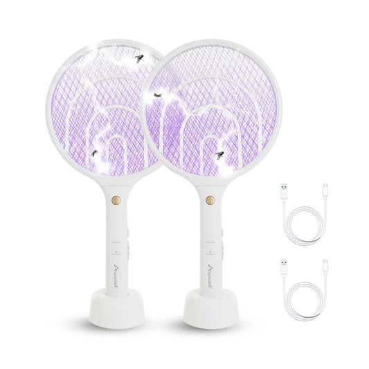 Aspectek 2 Pack Electric Fly Swatter 3000V, 2 in 1 – Electric Fly Swatter & Bug Zapper Racket for Indoor & Outdoor Use