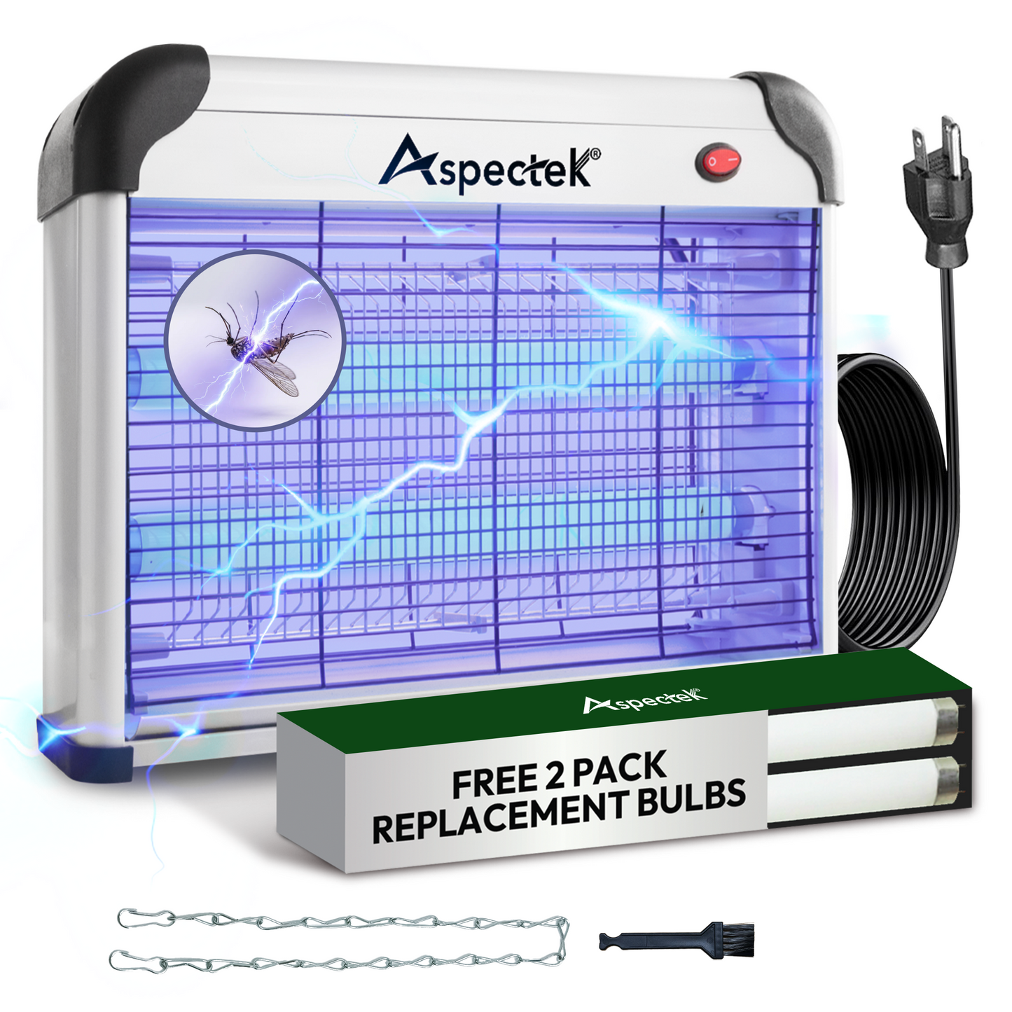 Aspectek 20W Indoor Bug Zapper, Includes 2 Replacement Bulbs, Mosquito Zapper, Insect Zapper, Bug Lamp Zapper