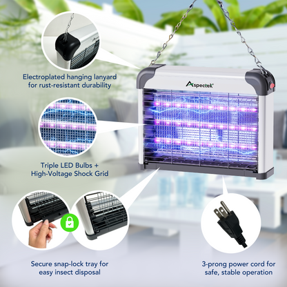 Aspectek LED Bug Zapper - Powerful High-Voltage Insect Killer Mosquito Zapper Indoor, 3 LED Light, Energy-Efficient & Durable Fly Trap
