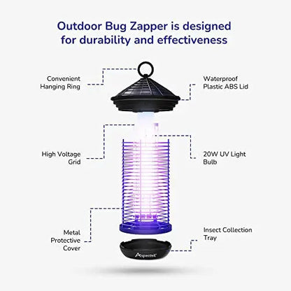 Aspectek 20W Electric Outdoor Mosquito Zapper – Comes with Replacement Bulbs