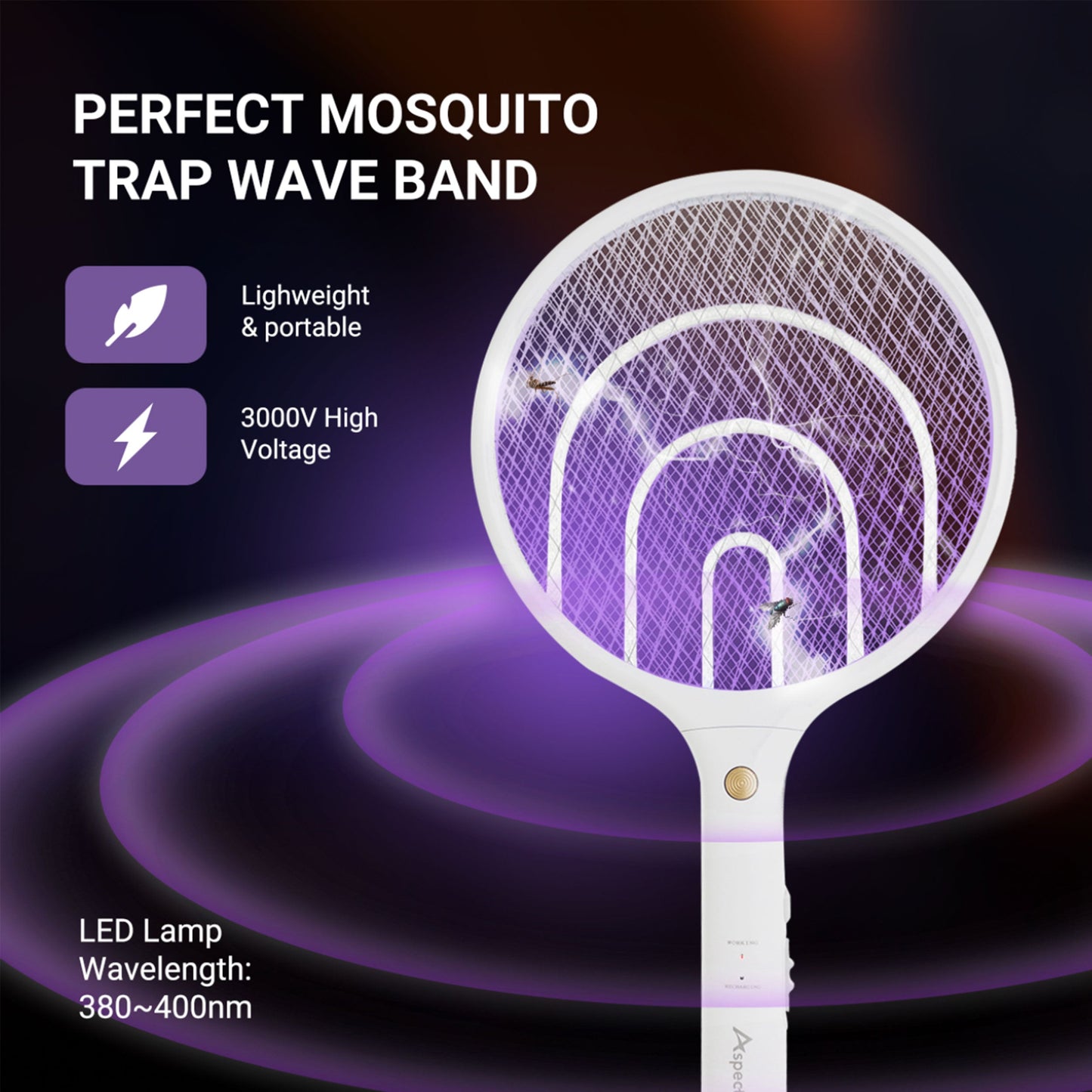 Aspectek 2 Pack Electric Fly Swatter 3000V, 2 in 1 – Electric Fly Swatter & Bug Zapper Racket for Indoor & Outdoor Use