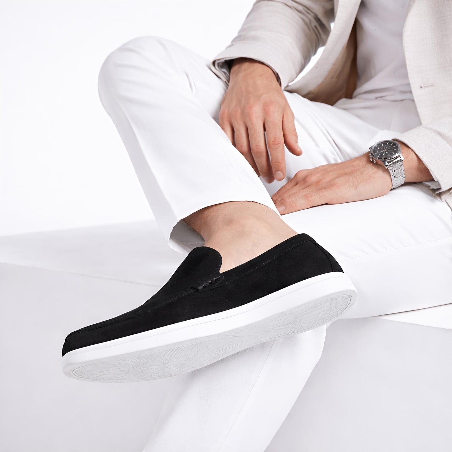 Monaco Suede Loafer ( Black ) - 100% Pure Suede Leather