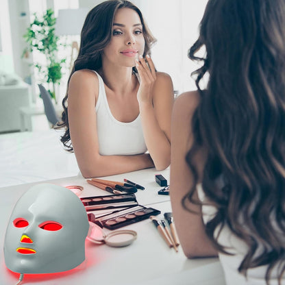 Red Light Mask for Face, 7 Color Red Light Facial Masks, At-Home Facial Care Device, Portable, Cordless, and Rechargeable