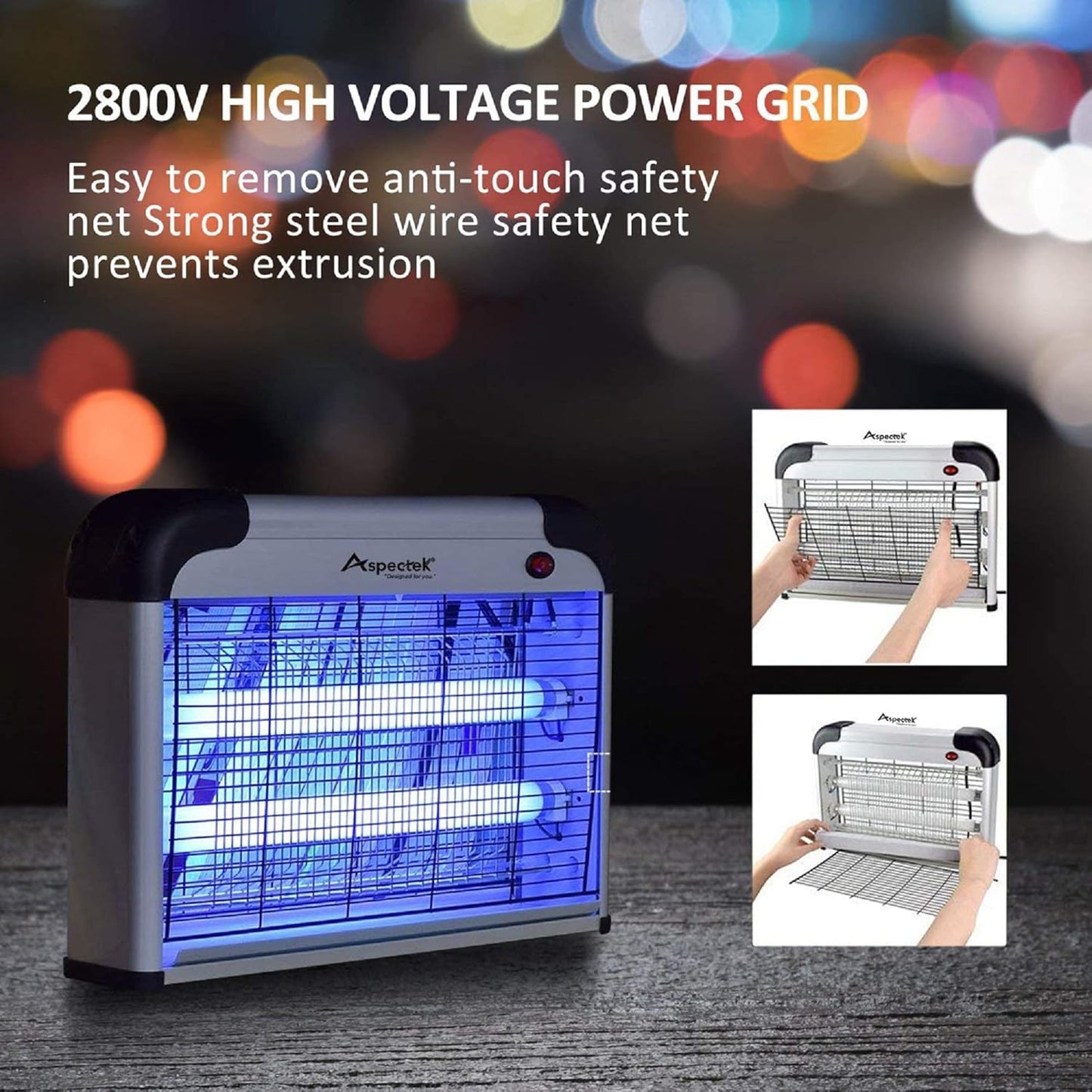 Aspectek 20W Indoor Bug Zapper, Includes 2 Replacement Bulbs, Mosquito Zapper, Insect Zapper, Bug Lamp Zapper