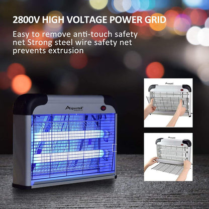 Aspectek 20W Indoor Bug Zapper, Includes 2 Replacement Bulbs, Mosquito Zapper, Insect Zapper, Bug Lamp Zapper