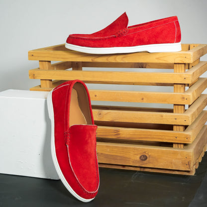Monaco Suede Loafer ( Firestone Red ) - 100% Pure Suede Leather