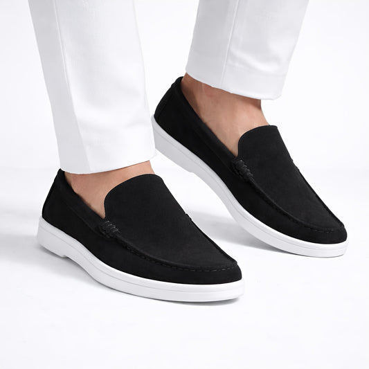 Monaco Suede Loafer ( Black ) - 100% Pure Suede Leather