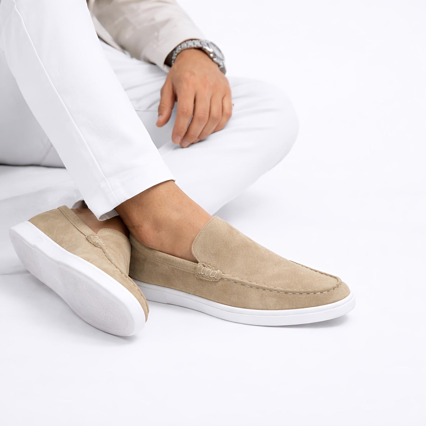 Monaco Suede Loafer ( Dune ) - 100% Pure Suede Leather