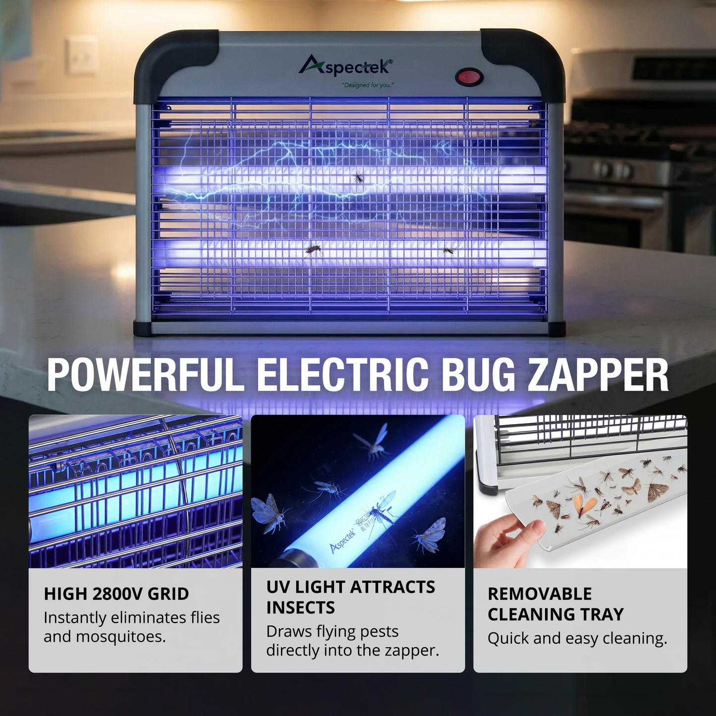 Aspectek 20W Indoor Bug Zapper, Includes 2 Replacement Bulbs, Mosquito Zapper, Insect Zapper, Bug Lamp Zapper