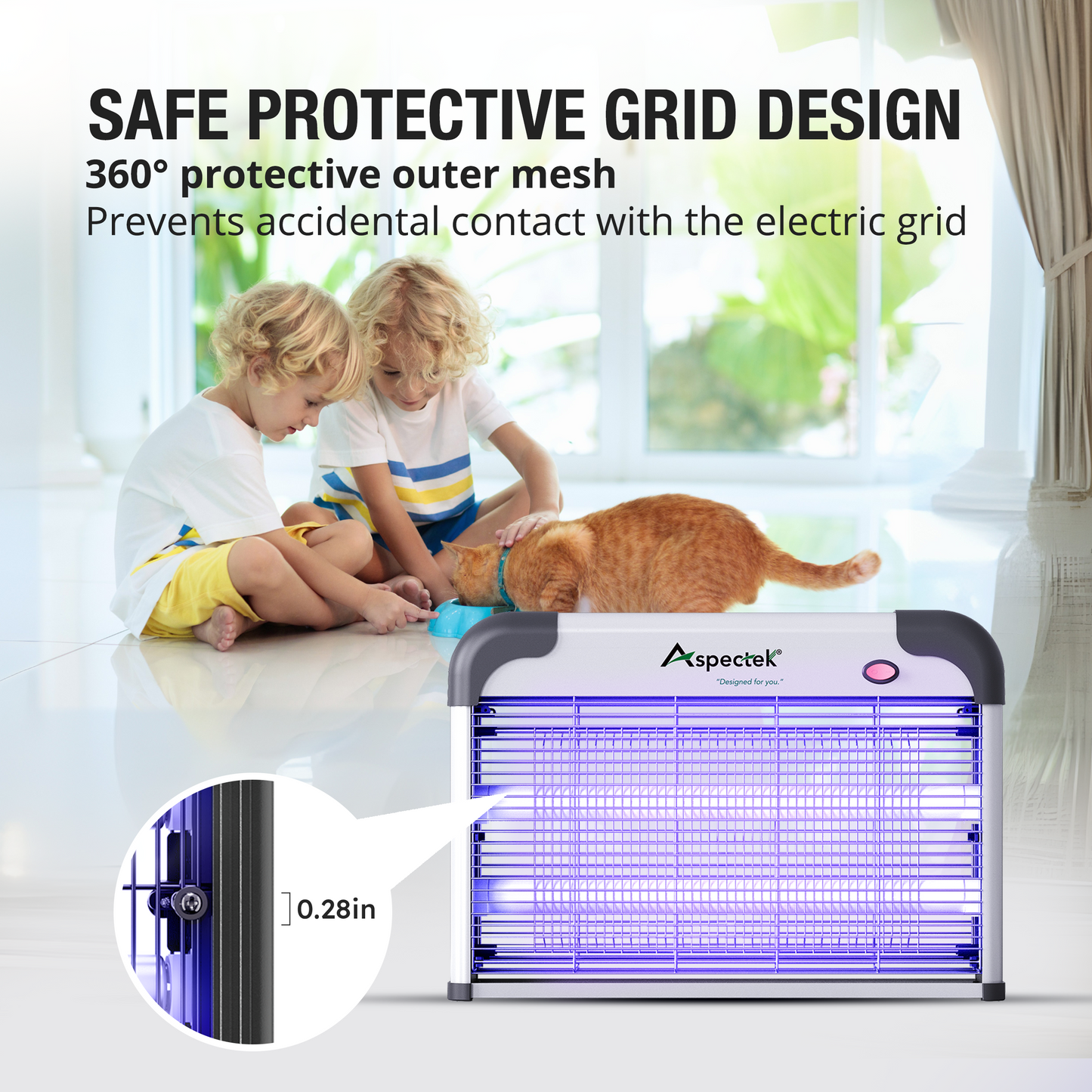 Aspectek 20W Indoor Bug Zapper, Includes 2 Replacement Bulbs, Mosquito Zapper, Insect Zapper, Bug Lamp Zapper